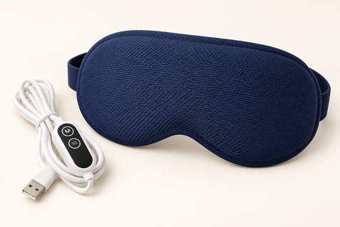 Sleepiti heated eye mask in dark blue with USB controller