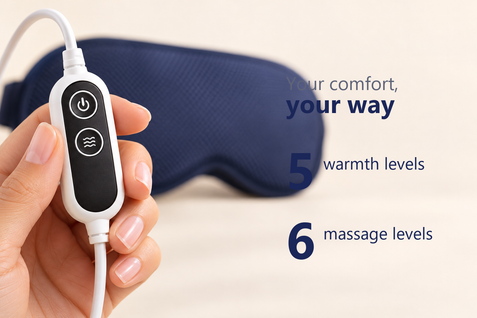 Two-button controller: 5 warmth levels and 6 massage intensity levels